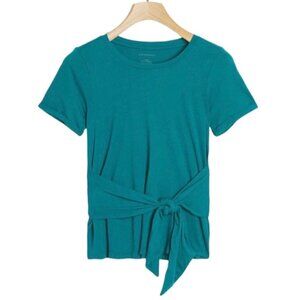 NWT Anthropologie Rosamund Tie-Front Tee Short Sleeve TShirt Top Blue Teal Sz XS